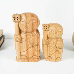 Bhikshu Jizo Statue, Buddha Sculpture, Wood Figurine, Meditation, Wooden Jizo, Gift For Friend, Interior Decoration, Grandfather - thumbnail 4