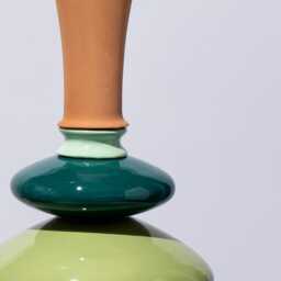 Large Ceramic Pendant Lamp Green Terracotta Sculptural Light - thumbnail 2