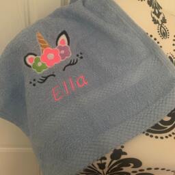 Unicorn Towel - Personalised Face Cloth/Hand Bath = Embroidered - thumbnail 3