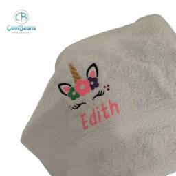 Unicorn Towel - Personalised Face Cloth/Hand Bath = Embroidered - thumbnail 2