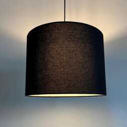 Black Cotton Drum Lampshade, White Lining, Ceiling Or Table Lamp