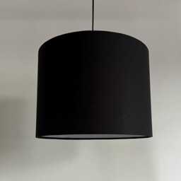 Black Cotton Drum Lampshade, White Lining, Ceiling Or Table Lamp - thumbnail 2
