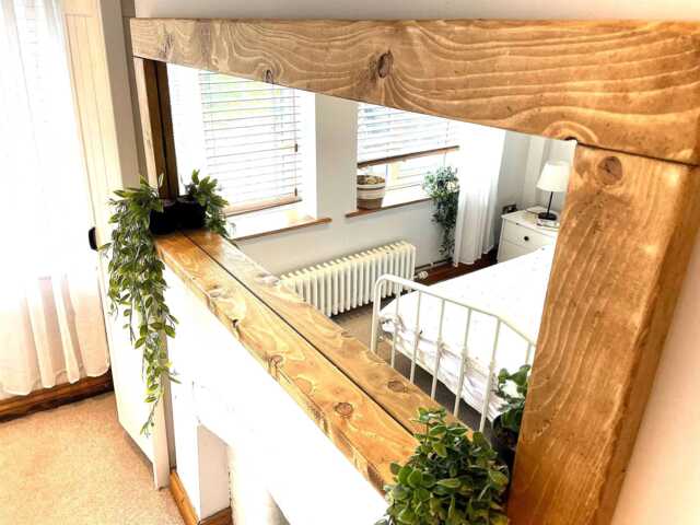 English Oak Waxed Rustic Chunky Frame Mirror - Handmade UK - image 1