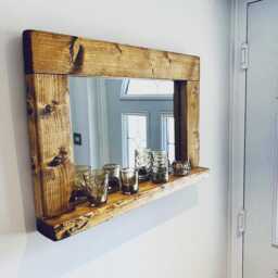 English Oak Waxed Rustic Chunky Frame Mirror - Handmade UK - thumbnail 3