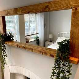English Oak Waxed Rustic Chunky Frame Mirror - Handmade UK - thumbnail 2