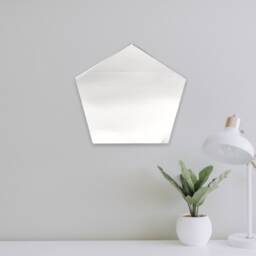 Pentagon Shaped Mirrors With A White Backing Frame & Hooks, Bespoke Shapes Made, Engraved Or Plain - thumbnail 2