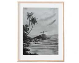Watercolor Surf Print - Black & White Ocean Art Poster - thumbnail 1