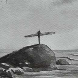 Watercolor Surf Print - Black & White Ocean Art Poster - thumbnail 2