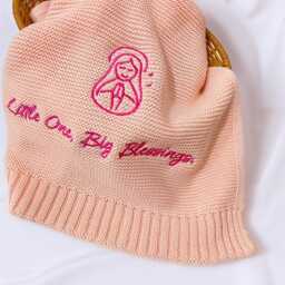 Personalized Baby Blanket - Virgin Mary Embroidery Knit Custom Name Catholic Baptism Gift - thumbnail 3