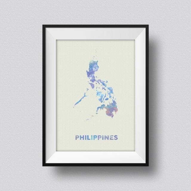 Philippines Watercolor Map Art Print Ink Splash Poster Canvas