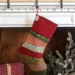 Personalized Quilted Christmas Stocking, Patchwork Design, Farmhouse Decor - thumbnail 3