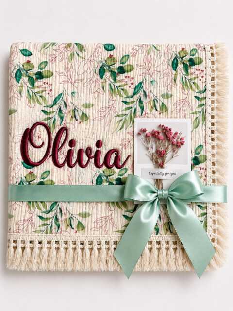 Personalized Baby Blanket, 100% Cotton Embroidered Newborn/Pram Custom Shower Gift, Gift - image 1
