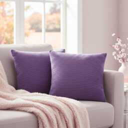 Set Of 4 Purple Corduroy Cushion Covers - Jumbo Cord - 16x16 - thumbnail 2