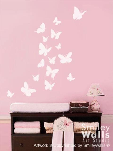 Butterflies Wall Decal, Set Of 16 Butterfly Nursery Kids Vinyl Decal Baby Room Decor Art - image 1