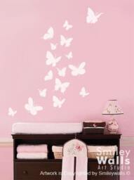 Butterflies Wall Decal, Set Of 16 Butterfly Nursery Kids Vinyl Decal Baby Room Decor Art - thumbnail 1