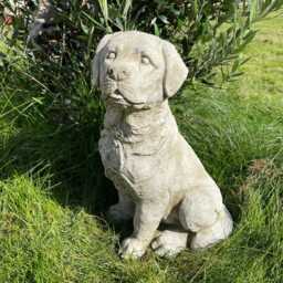 Sitting Labrador Stone Statue - Outdoor Dog Puppy Garden Animal Ornament - thumbnail 2