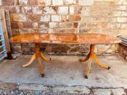 Vintage Twin Pedestal Dining Table - Seats 6-8, English Design