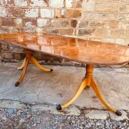 Vintage Twin Pedestal Dining Table - Seats 6-8, English Design - thumbnail 3