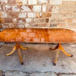 Vintage Twin Pedestal Dining Table - Seats 6-8, English Design - thumbnail 2