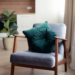 Emerald Green Velvet Pillow Round & Square Throw Cushion Set - thumbnail 3