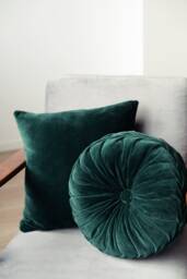 Emerald Green Velvet Pillow Round & Square Throw Cushion Set