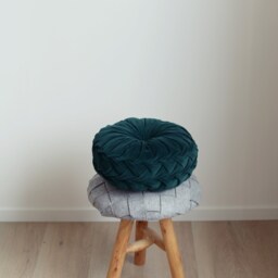 Emerald Green Velvet Pillow Round & Square Throw Cushion Set - thumbnail 4