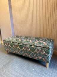 Forest Green William Morris Storage Footstool, Strawberry Thief Ottoman Box With Wooden Legs