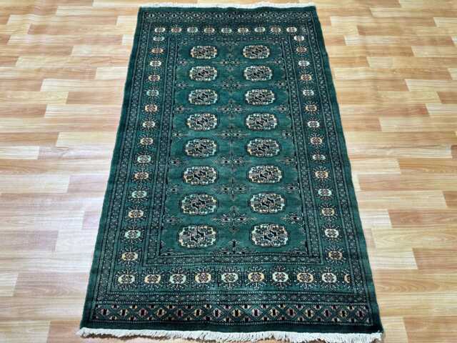 3x5 Emerald Green Bokhara Rug - Washable Kitchen Wool Living Room Hand Knotted Wall Sea - image 1