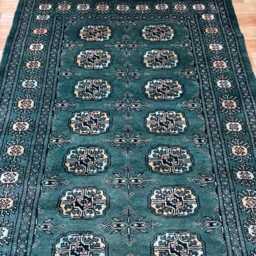 3x5 Emerald Green Bokhara Rug - Washable Kitchen Wool Living Room Hand Knotted Wall Sea - thumbnail 3