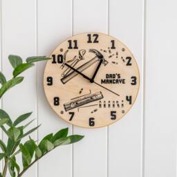 Diy Tools Man Cave Personalised Wooden Clock - Family New Home Gift Illustrated Acrylic Wall