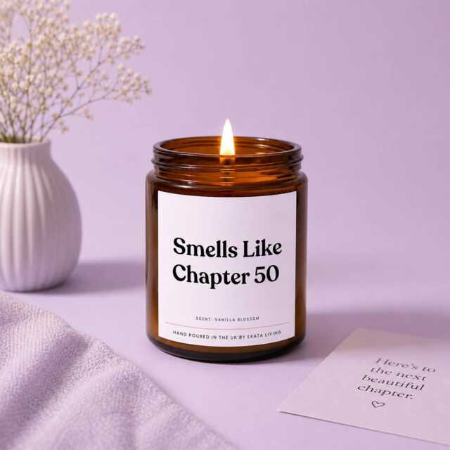 Funny 50Th Birthday Candle Gift - Smells Like Chapter 50 For Her Milestone Present - image 1