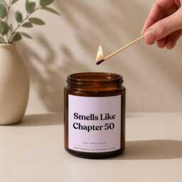 Funny 50Th Birthday Candle Gift - Smells Like Chapter 50 For Her Milestone Present - thumbnail 2