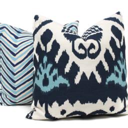 Blue Kazak Quadrille Pillow Cover Geometric Accent - thumbnail 3