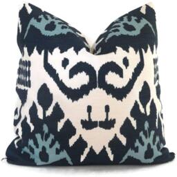 Blue Kazak Quadrille Pillow Cover Geometric Accent - thumbnail 2
