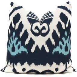 Blue Kazak Quadrille Pillow Cover Geometric Accent - thumbnail 1