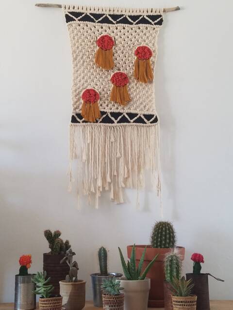 Abstract Summer Circles Woven Macrame Wall Hanging