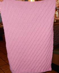 Pink Handmade Hand - Knitted Reversible Diagonal Baby Afghan Or Blanket Lap