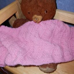 Pink Handmade Hand - Knitted Reversible Diagonal Baby Afghan Or Blanket Lap - thumbnail 3