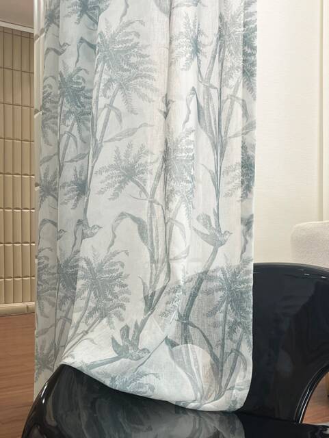 Paolo Print Sheer Curtain, Floral Jungle Custom Linen Drapes, Livingroom Washable 1Pc - image 1