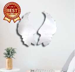 Etched Angel Wings Acrylic Mirror Wall Art - Large Sizes - thumbnail 1