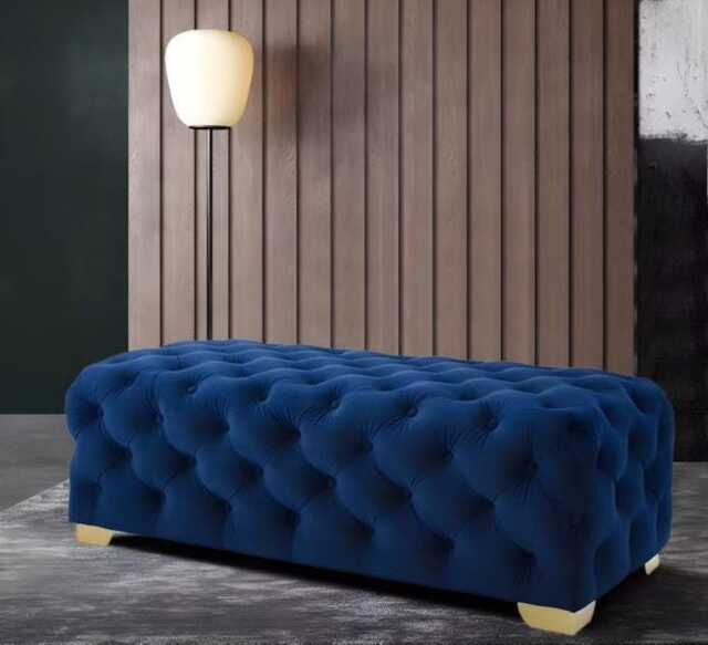 Chesterfield Plush Velvet Footstool - Ottoman Coffee Table With Gold Legs - image 1