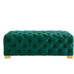 Chesterfield Plush Velvet Footstool - Ottoman Coffee Table With Gold Legs - thumbnail 3