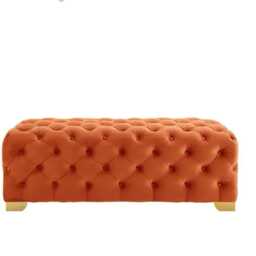 Chesterfield Plush Velvet Footstool - Ottoman Coffee Table With Gold Legs - thumbnail 2
