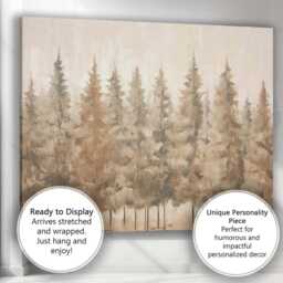 Minimalist Evergreen Forest Neutral Textured Woodland Canvas Wall Art Print Decor Picture Ready To Hang - thumbnail 3