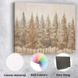 Minimalist Evergreen Forest Neutral Textured Woodland Canvas Wall Art Print Decor Picture Ready To Hang - thumbnail 2