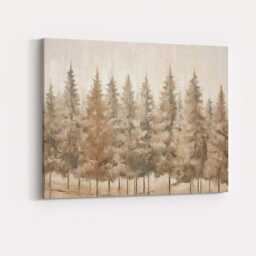 Minimalist Evergreen Forest Neutral Textured Woodland Canvas Wall Art Print Decor Picture Ready To Hang - thumbnail 4
