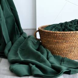 Linen Sheet Set, Linen Sheet Set Of 4 Pcs, 2 Pillowcase & Set, Dark Emerald Bedding - thumbnail 3