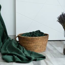 Linen Sheet Set, Linen Sheet Set Of 4 Pcs, 2 Pillowcase & Set, Dark Emerald Bedding - thumbnail 4