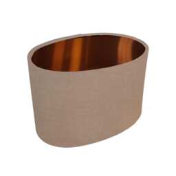 Oval Hazelnut Brown Lampshade in Linen With Copper Lining