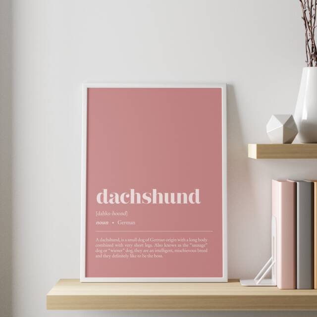 Dachshund Definition Print - Customisable Dog Illustration Wall Art Minimalist Home Office Decor - image 1